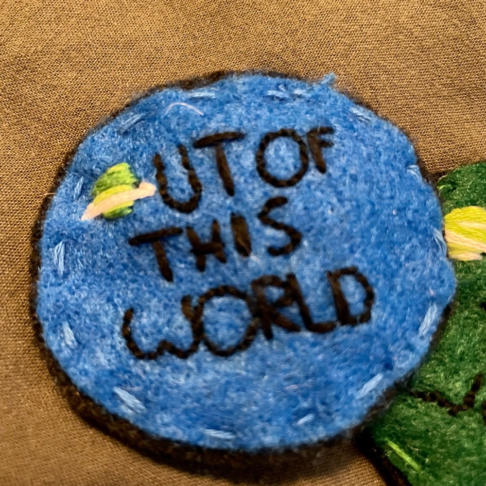 OUT OF THIS WORLD hand embroidered felt brooch